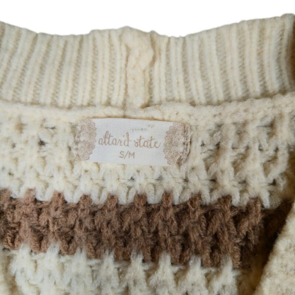 Altar'd State Womens Striped Cardigan Sweater Size S/M Cream Pockets Bohemian - Picture 3 of 7